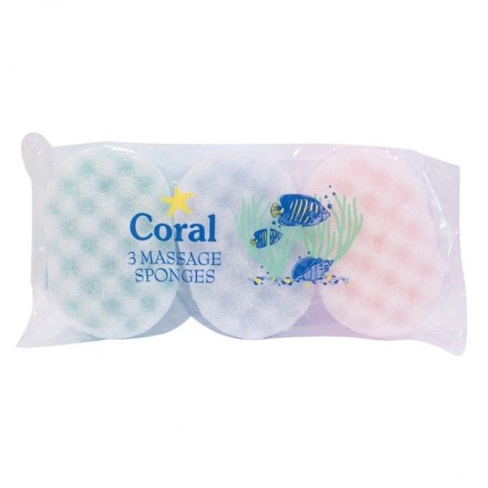 (image for) CORAL 3PK MASSAGE SPONGE - 3S