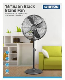 (image for) STATUS STAND FAN 16" SATIN/BLK - 16"