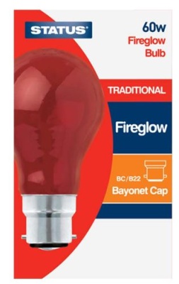 (image for) STA FIRE GLOW B22 RED DIMM 60W