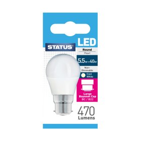 (image for) STA LED ROUND C/WHITE BC N/D - 5W=40W