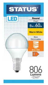 (image for) STA LED E14 ROUND PEA WW 8=60W - 8W