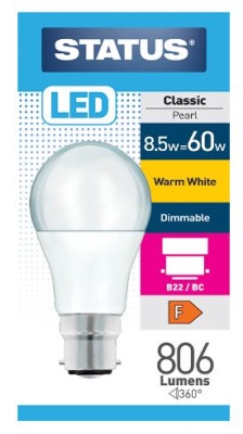 (image for) STA LED BC CLAS PEAW/W 8.5W=60