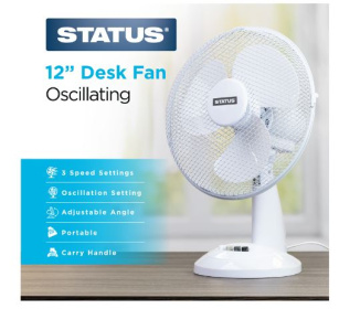 (image for) STATUS DESK FAN - 3 SPEED SETTINGS - 12""