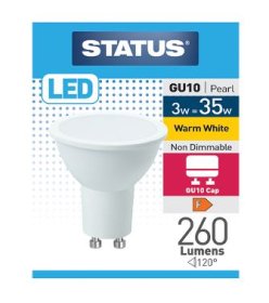 (image for) STA LED GU10 W/WHITE N/D - 3W=35W