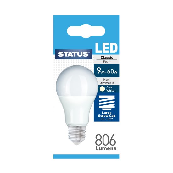 (image for) STA LED ES CLAS PEARL C/W 9W - 9W=60W