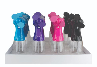 (image for) STATUS HAND HELD SPRAY WATER FAN WITH BATTERIES - ASSORTED