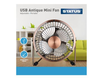 (image for) STATUS USB ANTIQUE MINI FAN - ADJUSTABLE - PORTABLE - 4""