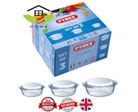 (image for) PYREX GLASS CASSEROLE+LID SET3 - 1.4-3L