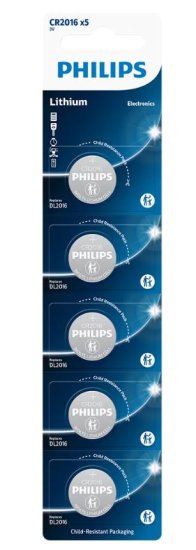(image for) PHILIPS CR2016 LITHIUM BATTERY - 5S