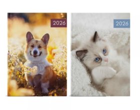 (image for) U.WTV PATTERNED DIARY CAT AND DOG 2026 - A5