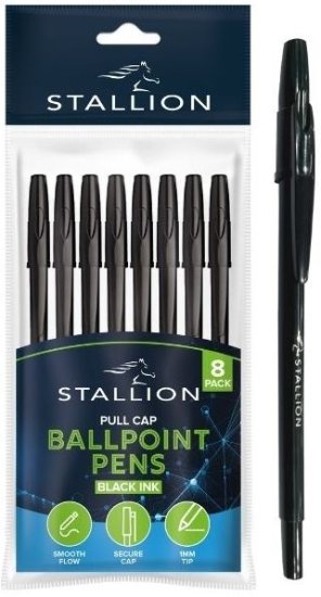 (image for) MAR BALLPOINT PENS BLK PULLCAP - 6S