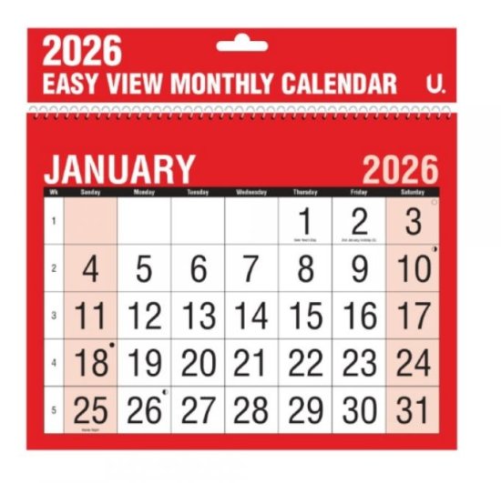(image for) U.MONTHLY PLANNER RED & BLACK 2026 - LARGE