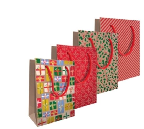 (image for) XMAS KRAFT GIFT BAG ASST - SMALL