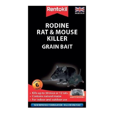 (image for) RENTOKIL RODINE RAT AND MOUSE KILL GRAIN BAIT 6S - STD