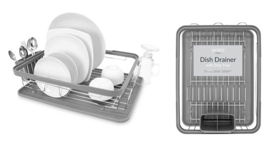 (image for) ANIKA DISH DRAINER+TRAY GREY - 32CM