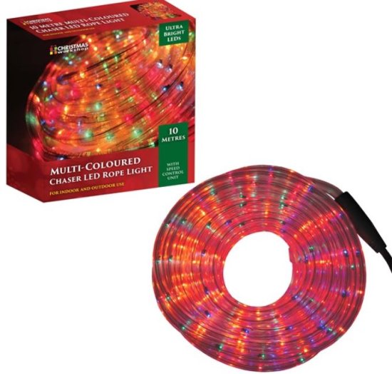 (image for) XMAS MULTI/COL LED ROPE LIGHT - 10M