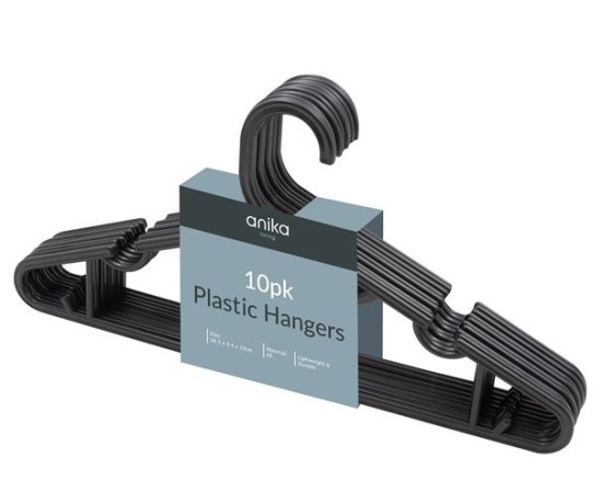 (image for) ANIKA PLASTIC HANGERS BLK 10S - 19CM