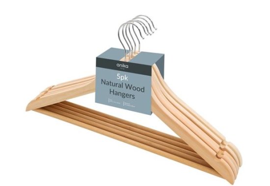 (image for) ANIKA WOODEN HANGERS 5S - 23CM 