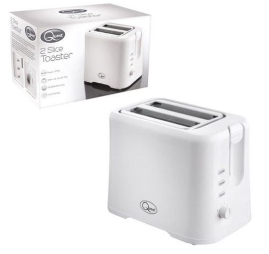 (image for) QUEST 2 SLICE TOASTER WHITE - 870W