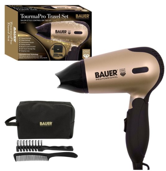 (image for) BAUER TRAVEL HAIR DRYER SET - 1200W