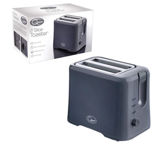 (image for) QUEST 2 SLICE TOASTER GREY - 870W