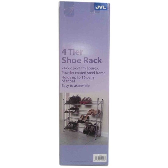 (image for) JVL SHOE RACK 4 TIER STEEL - 74X22