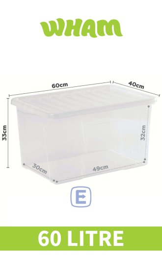 (image for) WHAM CRYSTAL STORAGE BOX & LID - 60L