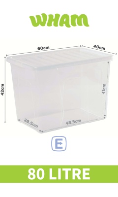 (image for) WHAM CRYSTAL STORAGE BOX & LID CLEAR - 80L