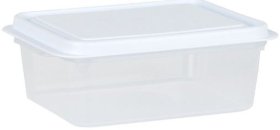 (image for) CLEAR RECT FOOD BOX+LID WHITE - 2L