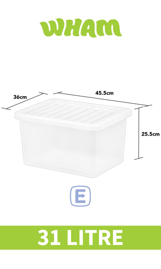 (image for) WHAM CRYSTAL STORAGE BOX & LID - 31L