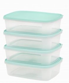 (image for) CLEAR RECT FOOD BOX+LID AST 4S - 1LX4S