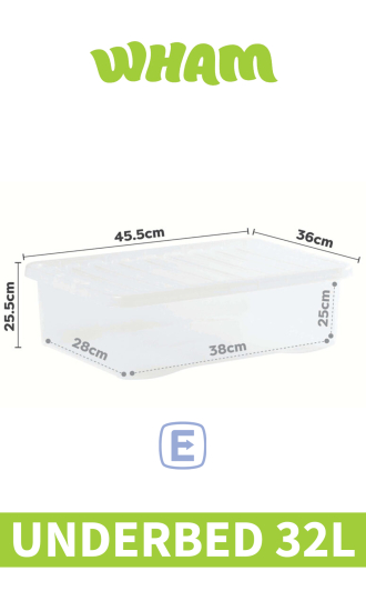 (image for) WHAM CRYSTAL STORAGE BOX & LID UNDERBED - 32L