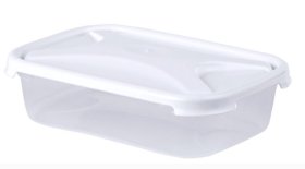 (image for) CLEAR RECT FOOD BOX+LID WHITE - 800ML