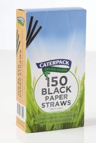 (image for) CATERPAC PAPER STRAWS BLK 150S - 210MM
