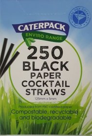 (image for) CATERPAC COCK PAPER STRAWS BLK - 250S