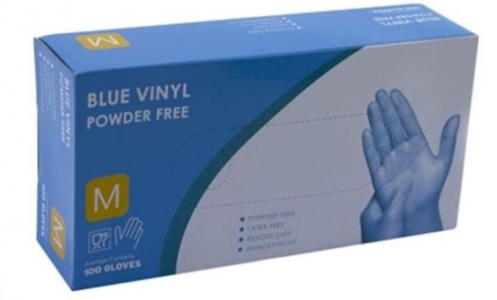 (image for) VINYL GLOVES BLUE POWDER FREE - MEDIUM