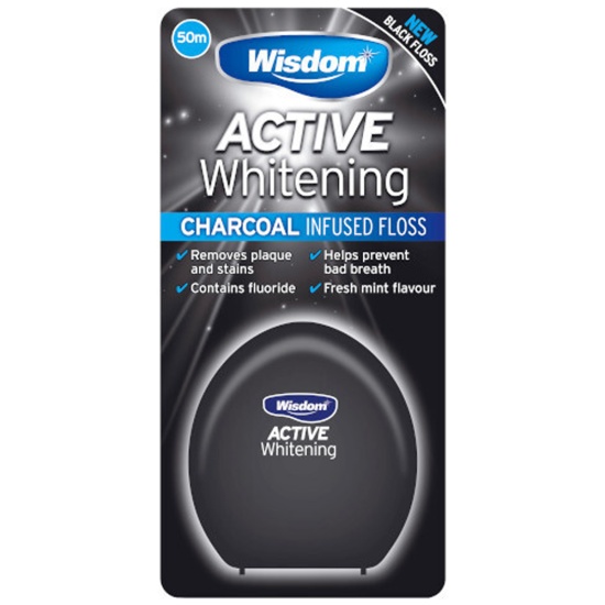 (image for) WISDOM FLOSS ACTIVE WHITENING CHARCOAL - 50M