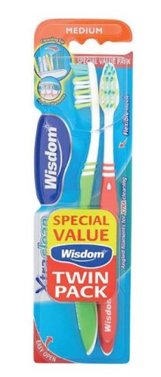 (image for) WISDOM BRUSH XTRA CLEAN MEDIUM - TWIN