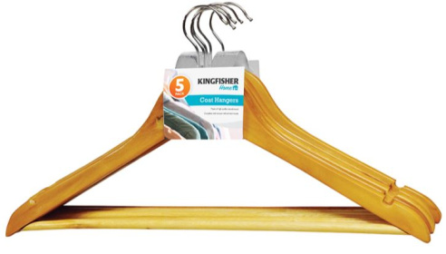 KINGFISHER WOODEN COAT HANGERS 5S (image for) KINGFISHER WOODEN COAT HANGERS 5S