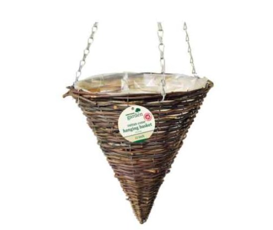 (image for) KF RATTAN CONE HANGING BASKET - 12\"