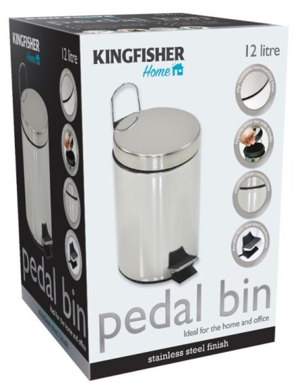 (image for) K/FISHER S/STEEL PEDAL BIN - 12L