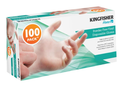 (image for) KINGFISHER VINYL DISPOSABLE GLOVES POWDER FREE 100PK