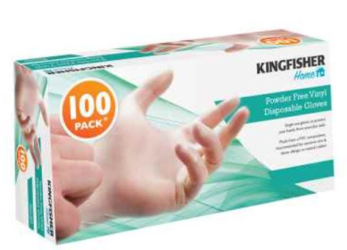 (image for) KINGFISHER POWDER FREE VINYL DISPOSABLE GLOVES 100PK