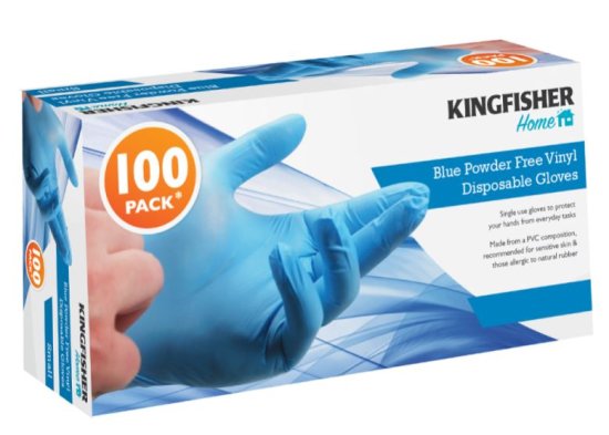 (image for) K/FISHER VINYL GLOVES BLUE - MEDIUM