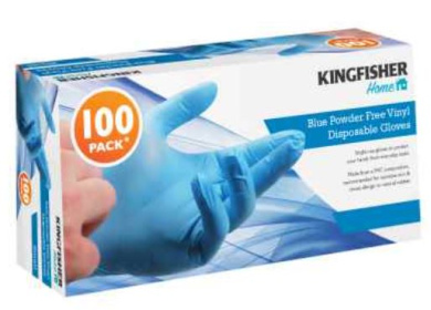 (image for) KINGFISHER VINYL GLOVES POWDER FREE LARGE 100PK
