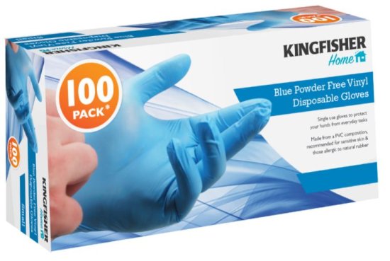 (image for) K/FISHER VINYL GLOVES BLUE - SMALL