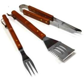 (image for) K/FISHER BBQ TOOL SET WOODEN - 3PCS