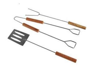 (image for) K/FISHER BBQ TOOLS WOOD HANDLE - 3PCS