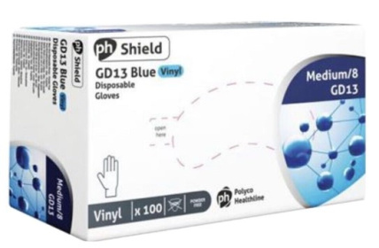 (image for) Vinyl Disposable Gloves Blue PH Shield/8GD13- MEDIUM