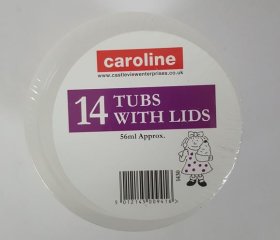 (image for) CAROLINE PLASTIC TUBS+LIDS 14S - 2OZ